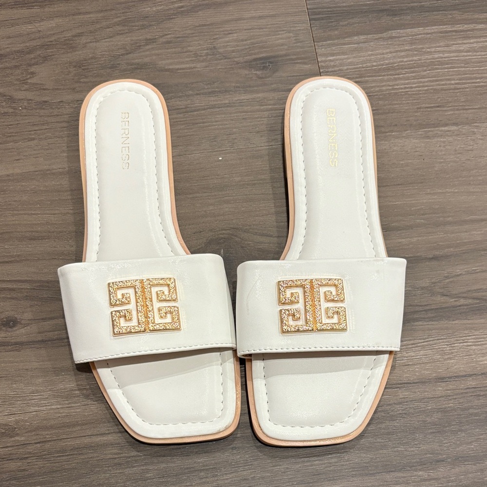 White Slide Sandals